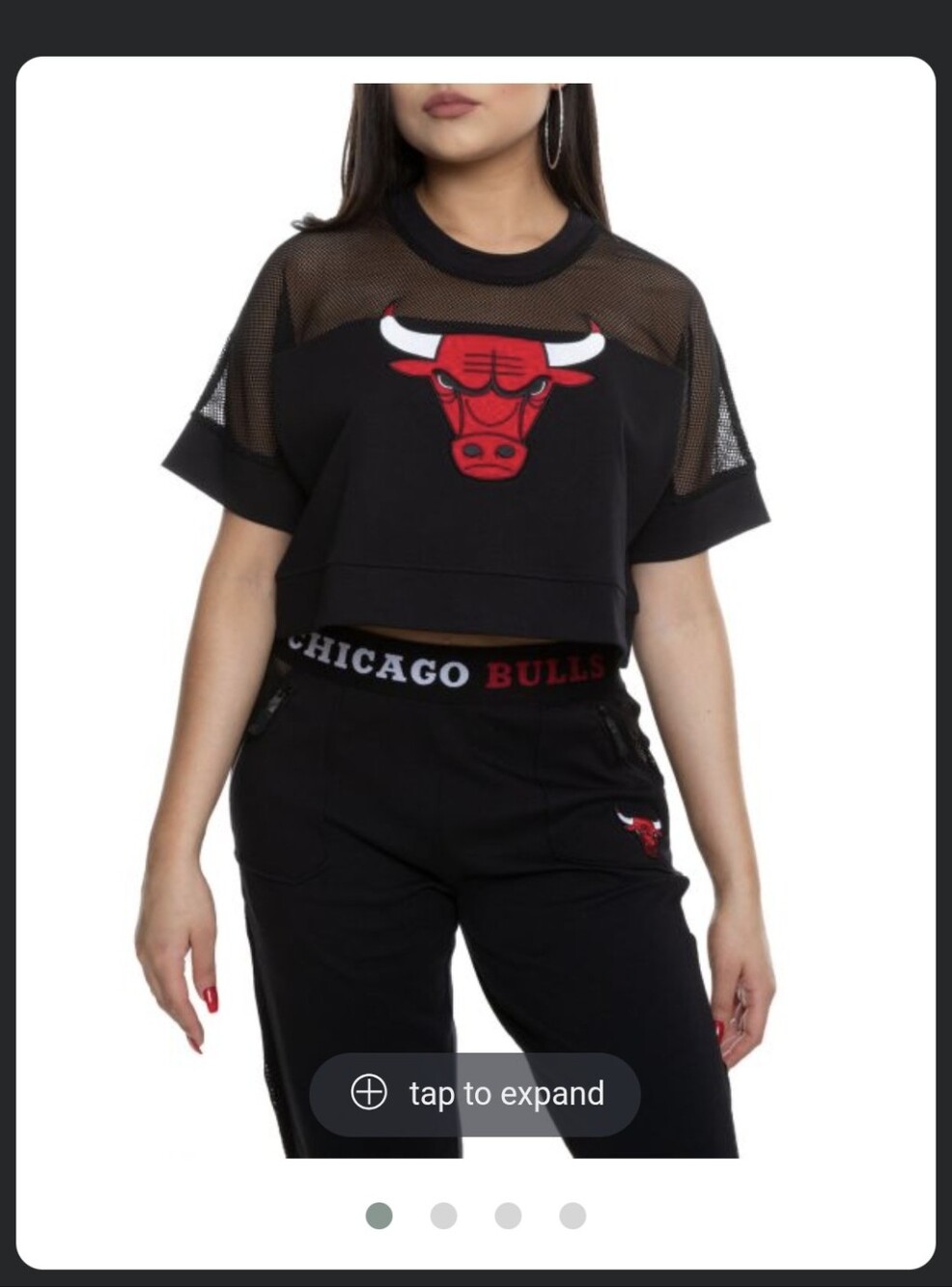 Fisll Bulls Black & Red Mesh Crop Top_1 - Picture 2 of 7